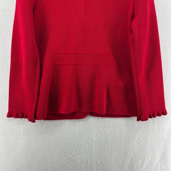 Talbots Blazer Jacket Womens S Red Ruffle Trim Business Casual Button Up Classic - Picture 9 of 12